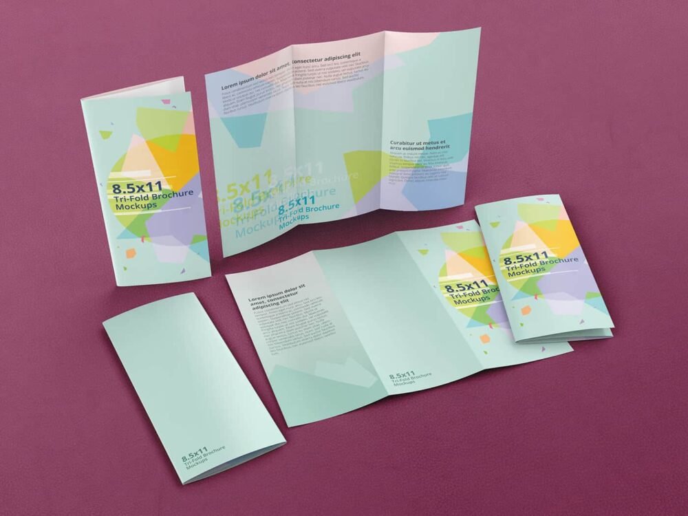  Trifold Brochure Mockups 8.5x11 size 