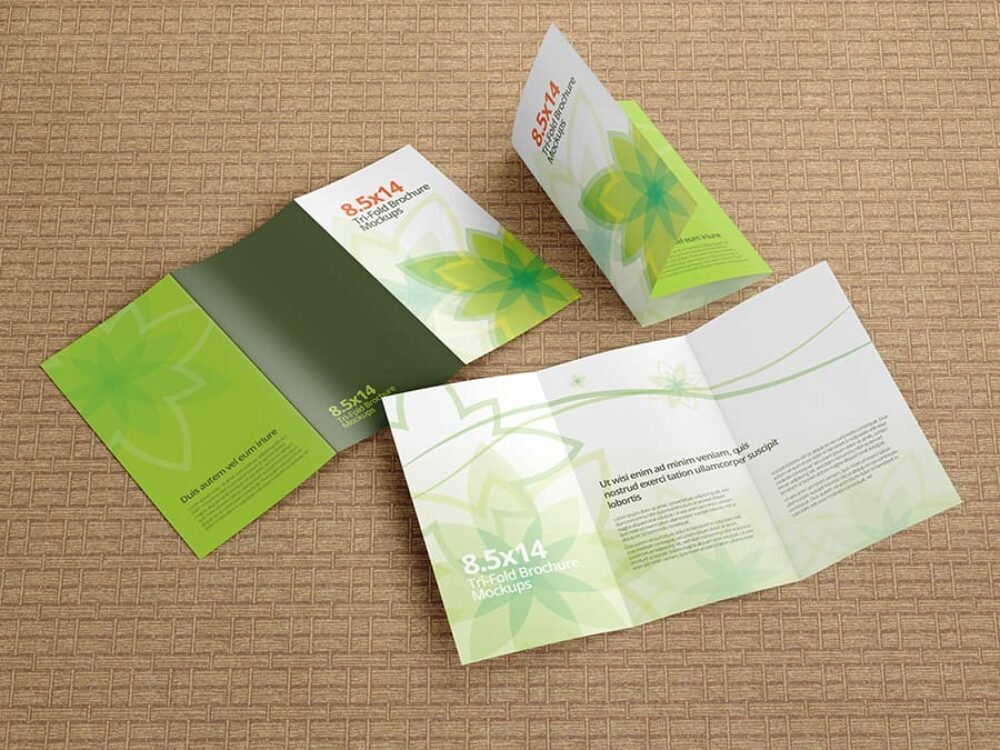  Trifold Brochure Mockups 8.5x14 size 