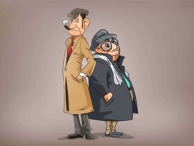 Two Detectives Cartoon Illustration