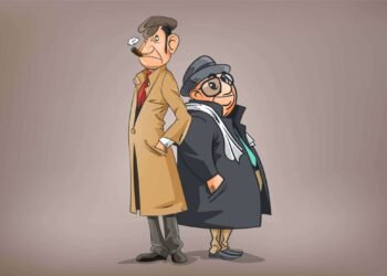 Two Detectives Cartoon Illustration