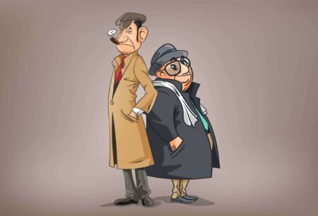 Two Detectives Cartoon Illustration