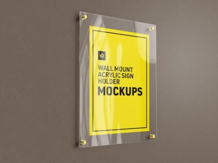 Wall Mount Acrylic Sign Holder Mockup