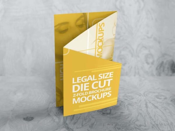 Customizable Z Fold Die Cut Brochure Mockups