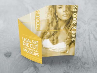 Customizable Z Fold Die Cut Brochure Mockups