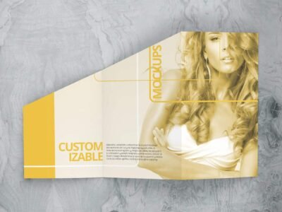 Customizable Z Fold Die Cut Brochure Mockups