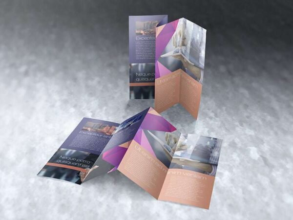 legal size four panel brochure mockup