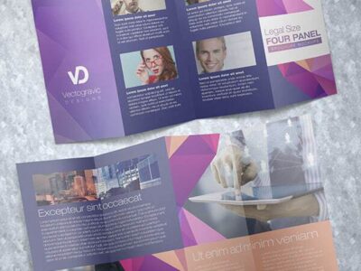 legal size four panel brochure mockup