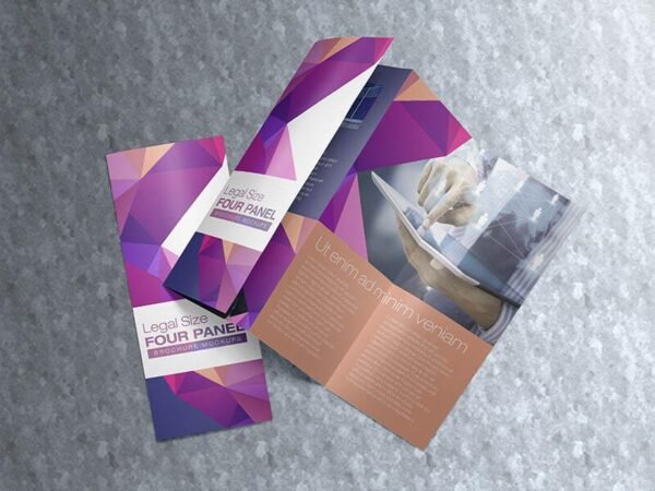 legal size four panel brochure mockup