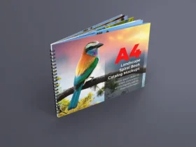 A4 Landscape Spiral Book Catalog Mockups