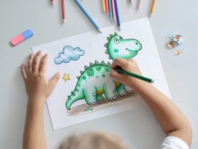 Free Child Drawing on Paper PSD Mockup – Editable Kids Art Mockup