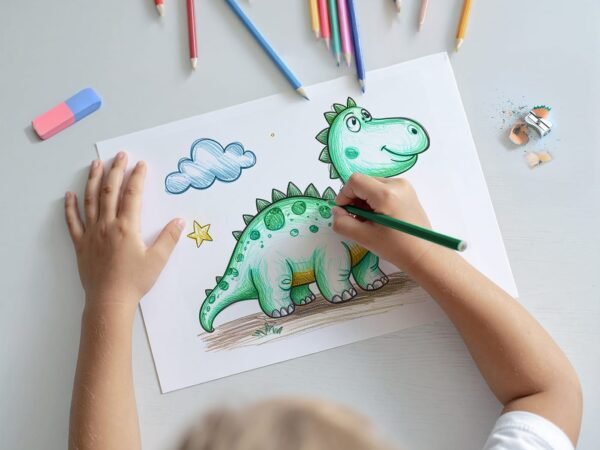 Free Child Drawing on Paper PSD Mockup – Editable Kids Art Mockup
