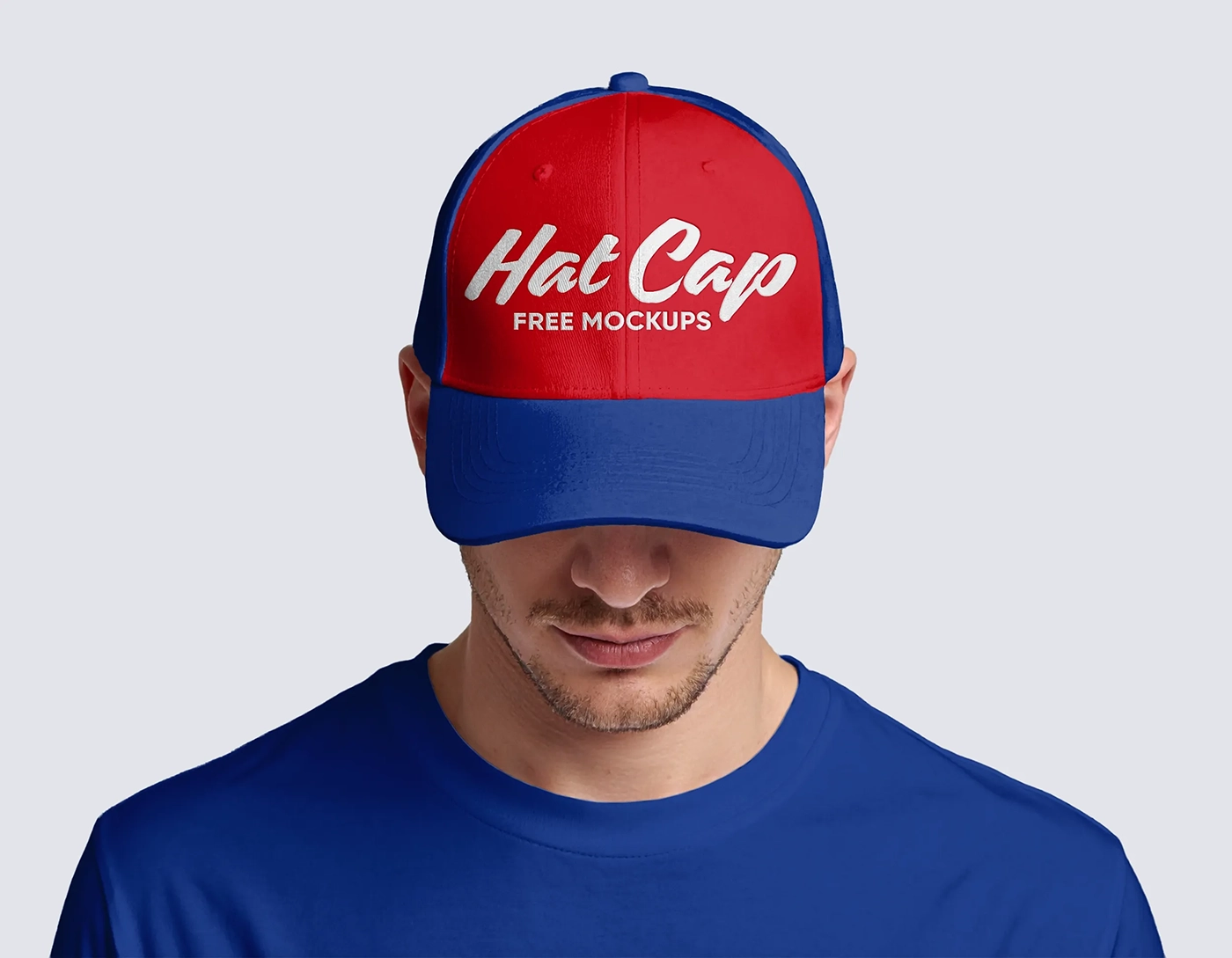 Portrait of a male wearing a hat cap mockups 01