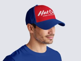 Portrait of a male wearing a hat cap mockups