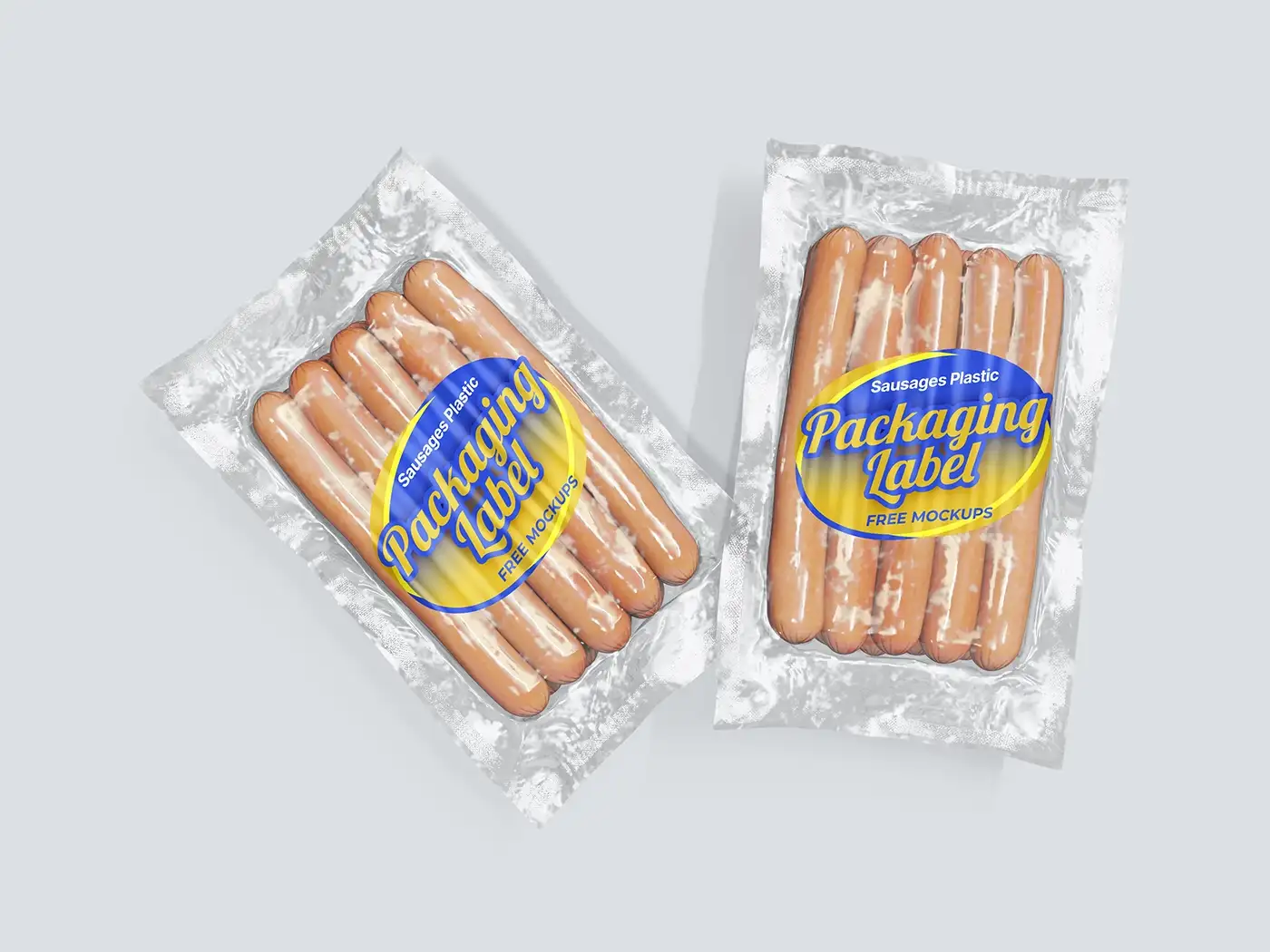 Sausages Plastic Packaging Label Free Mockups